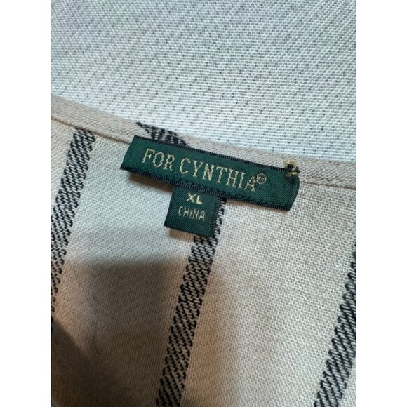 For Cynthia Womens Asymmetrical Shift Dress XL Ivory Stripe Sleeveless Y2K Retro - Picture 3 of 13